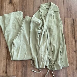 Women's Green Pants & Jumpsuit Set